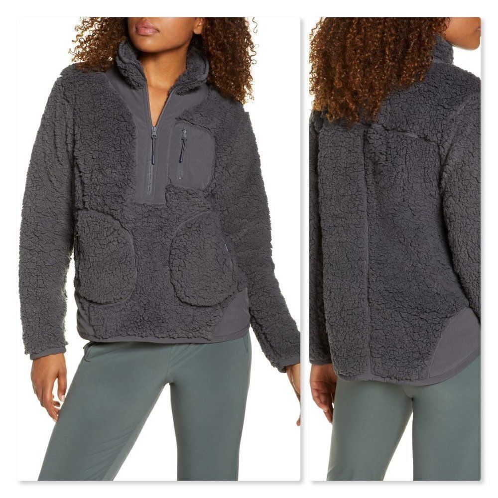 Zella Faux Shearling Pullover sz XL in Grey Forged